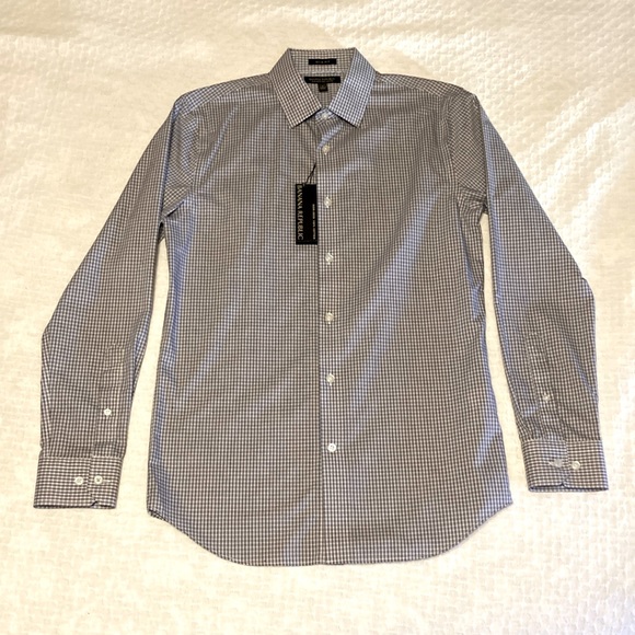 Banana Republic Slim Fit Small Dress Shirt, new with tags, blue gray plaid - Picture 1 of 5